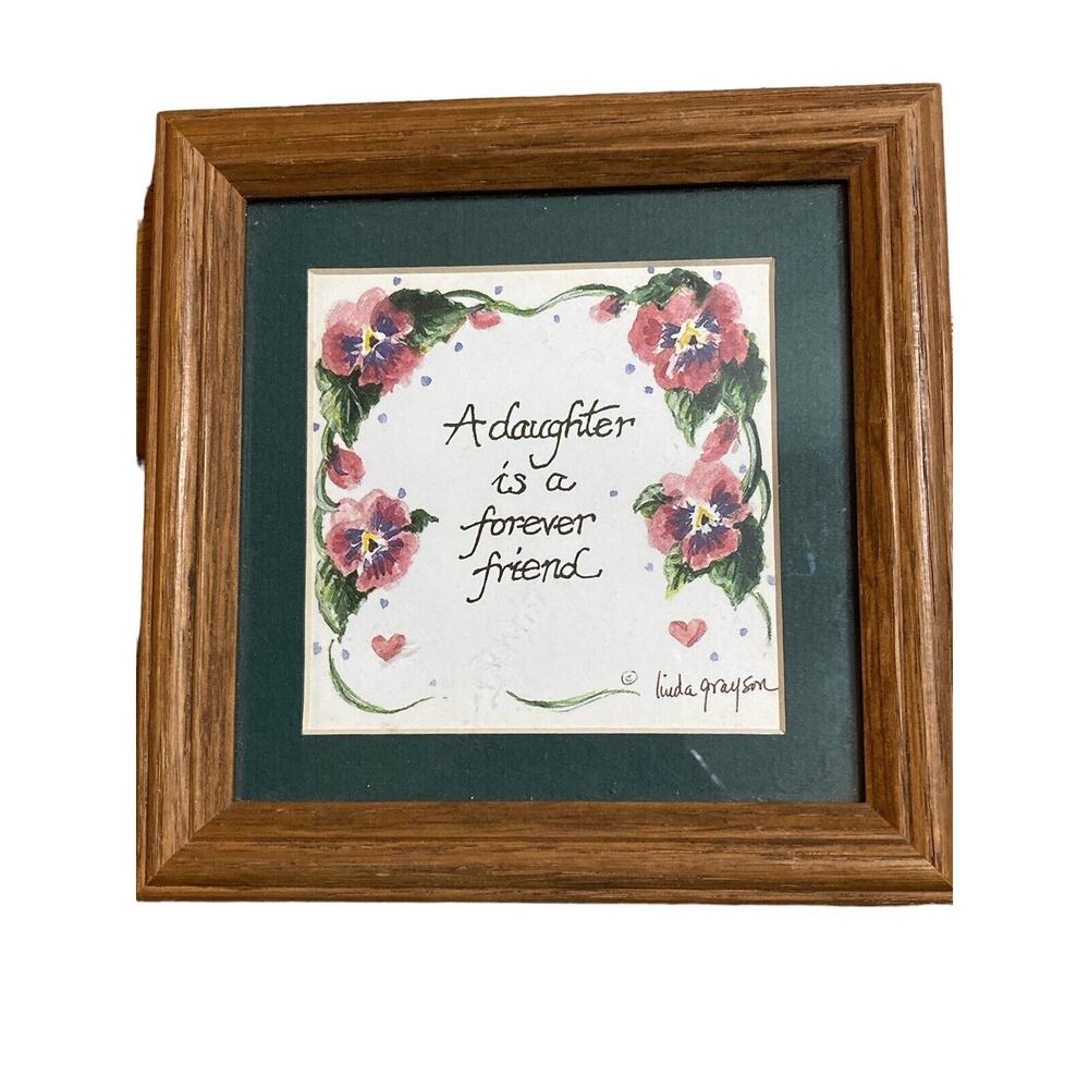 Vintage LINDA GRAYSON Collectible Art Print ‘A Daughter is a Forever friend’ 6x6